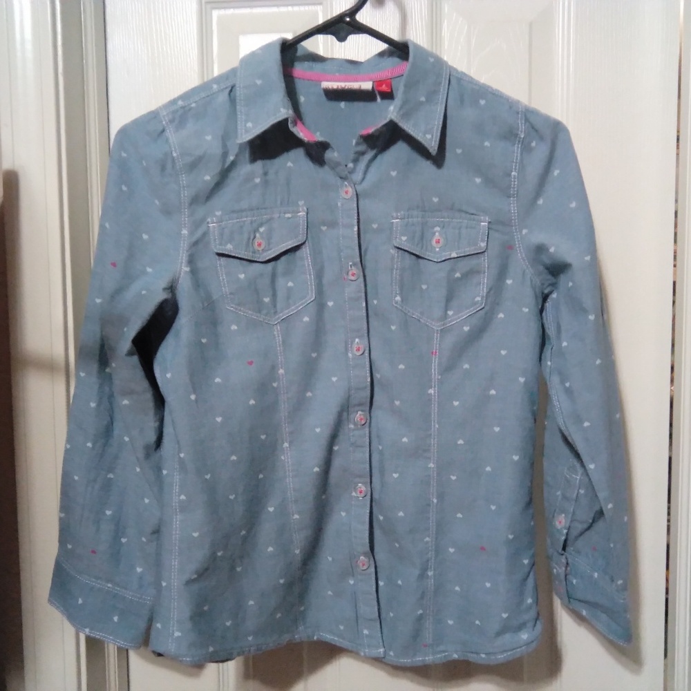 SO kids L14, long sleeve blue button up shirt